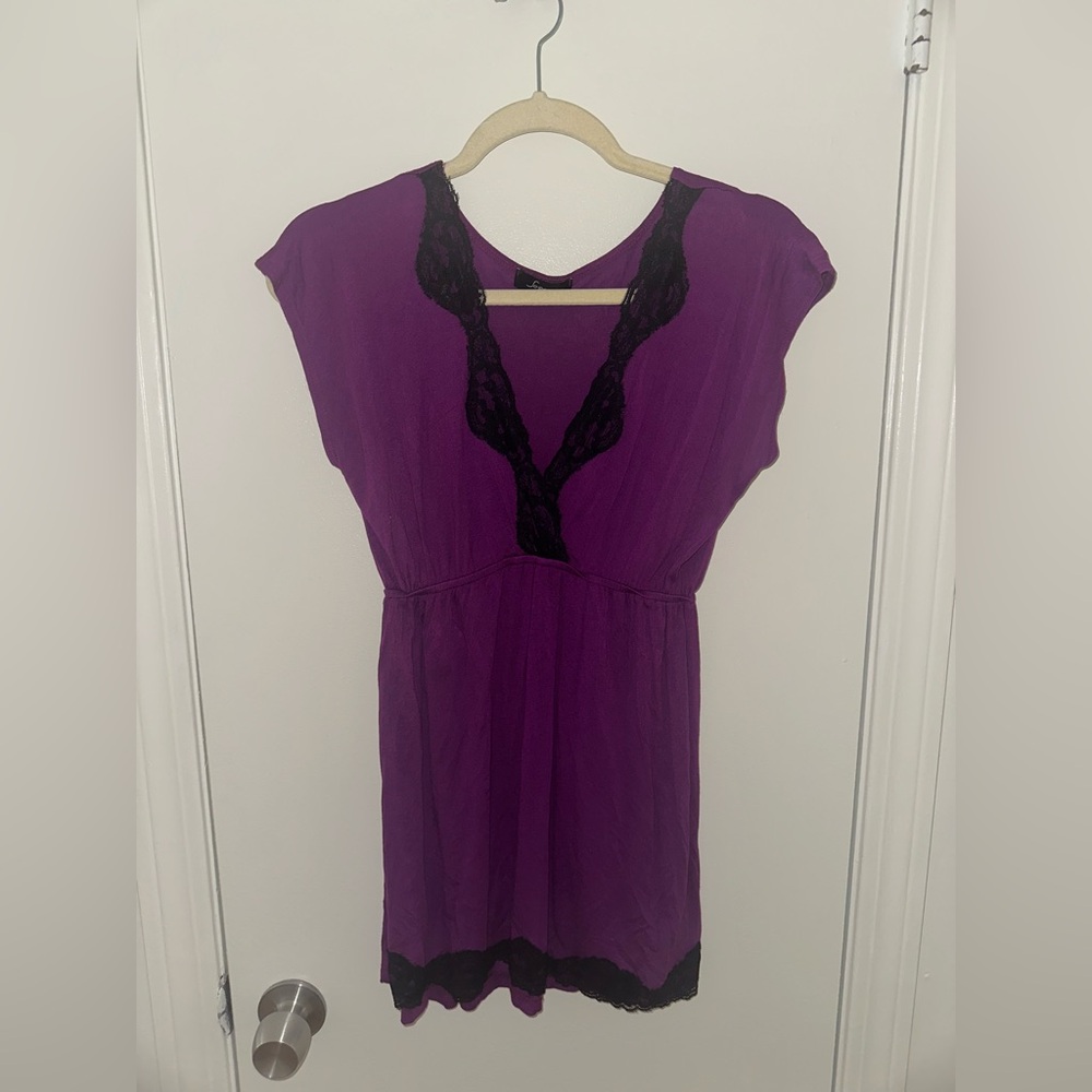 SOPRANO Purple Lace Trim Flowy Top